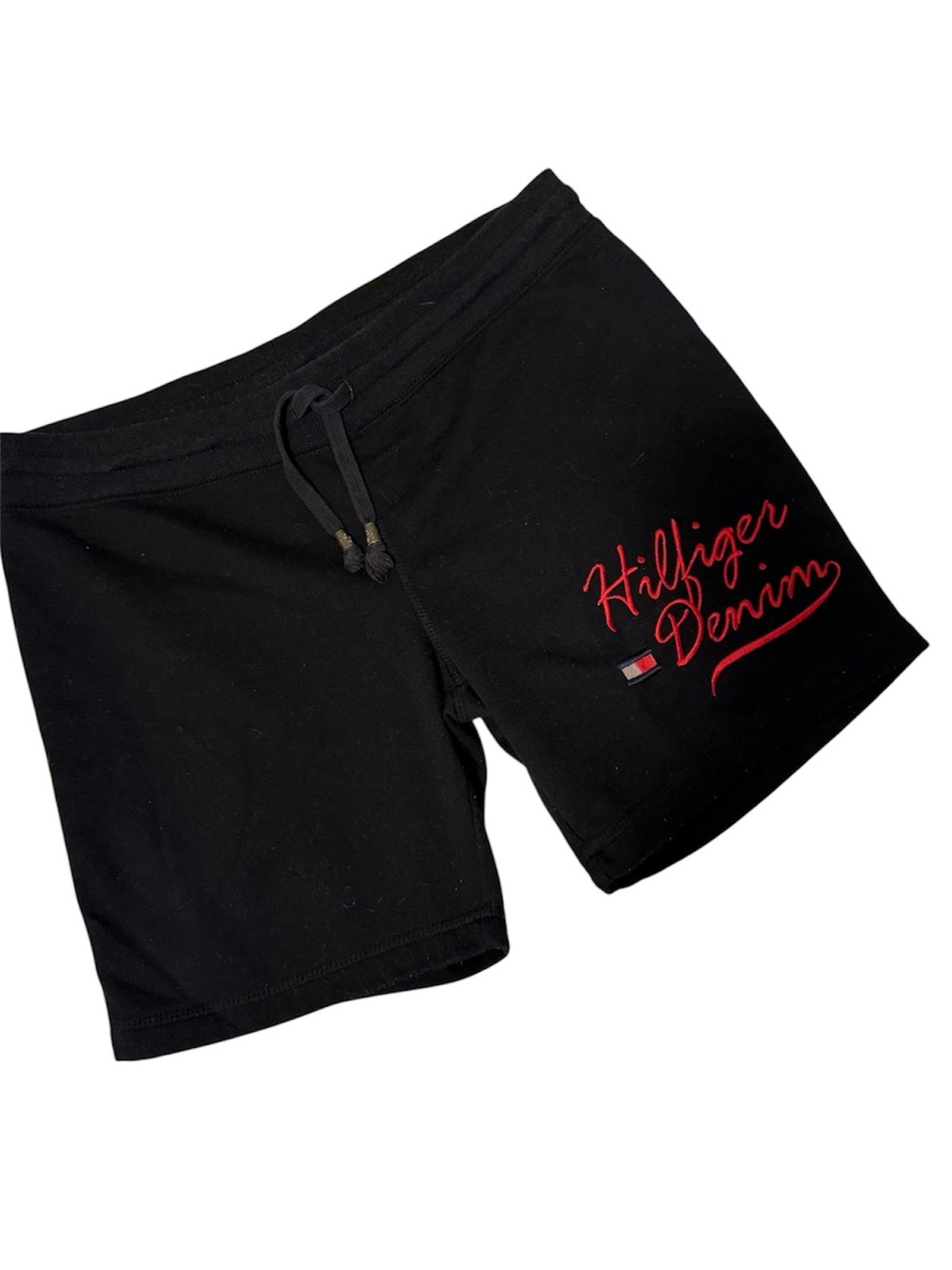 Vintage Y2K Tommy Hilfiger Denim Black Lounge Shorts Embroidered Logo Size L